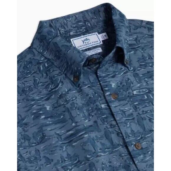 NWT SOUTHERN TIDE Cliff Intercoastal Performance‎ Shirt Blue Size S MSRP $125 - Picture 8 of 9